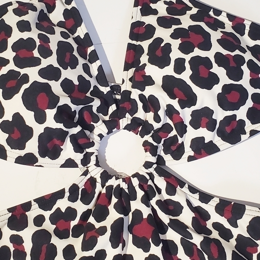 Michael MICHAEL KORS CUT OUT HALTER ONE PIECE SWIMSUIT - SMALL LEOPARD SIZE 4 - Picture 4 of 6